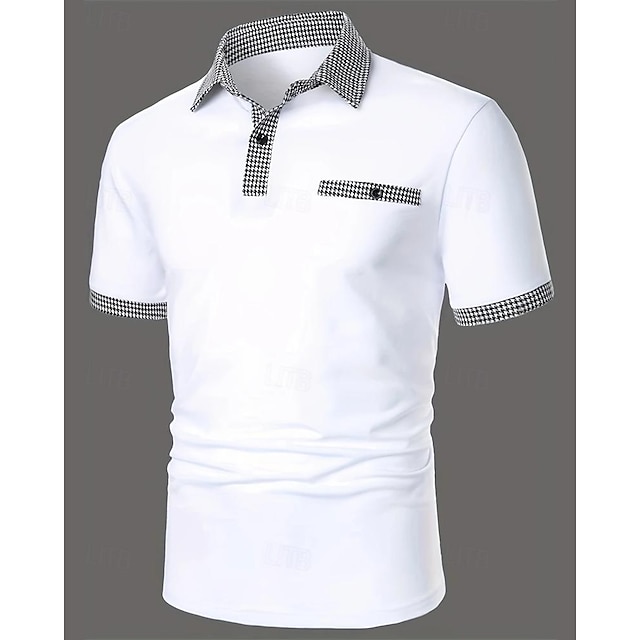 Casual Color Block Men's Short Sleeve Polo Shirt For Golf Game main image 0