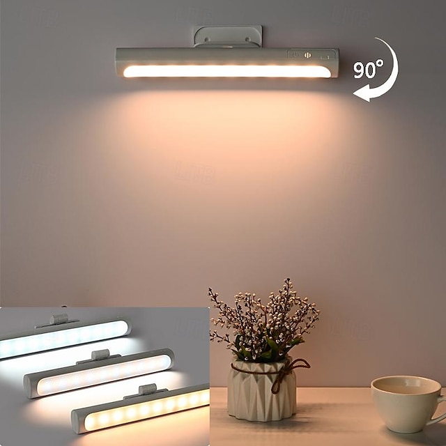  LED Cabinet Light Desk Lamp Student Dormitory Reading Light Study Magnetic LED Cool Light USB Rechargeable Three-Tone Light Touch Bedside Night Light