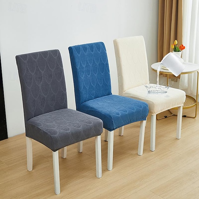  כיסוי כיסא לעיצוב הבית עמיד למים רחיץ מתכוונן כיסויי כיסא סט לחדר אוכל מתיחה למושב אקארד ספנדקס כיסוי החלקה נשלף כיסוי כיסאות גבוה