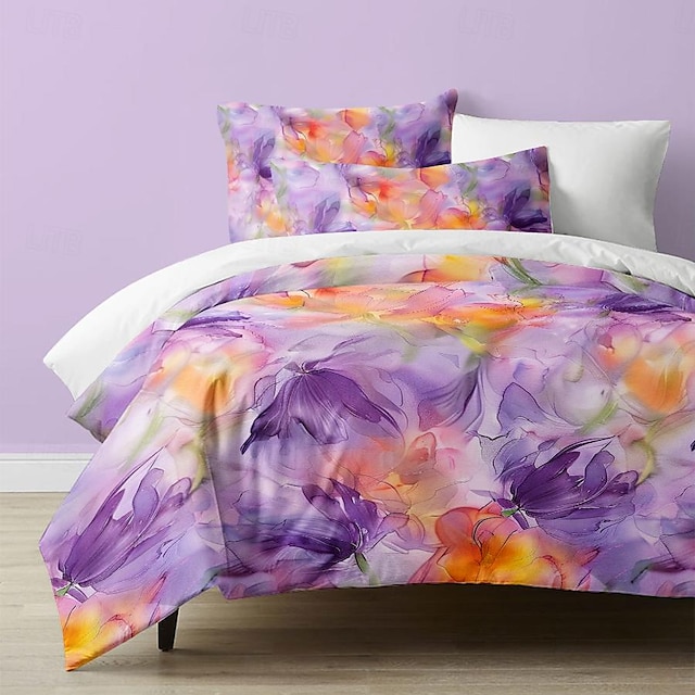  Floral Tropical Series Duvet Cover 3-Piece Set 100% Cotton or Polyester Super Soft Skin Friendly Long Lasting