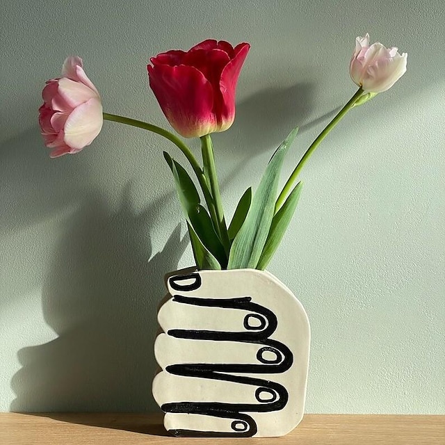 Wunderschöne, einzigartige, handgeformte Vase, moderne dekorative Harzverzierung für den Schreibtisch zu Hause, ideal für Blumenarrangements, perfekt als Geschenk
