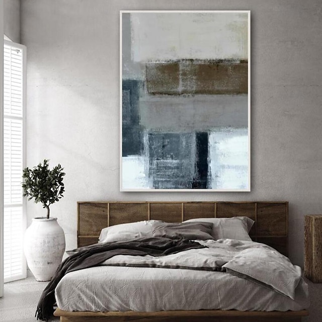  šedá bílá hnědá olejomalba ručně vyráběný styl abstraktní moderní design olejomalba domácí výzdoba ručně malovaná malba na plátně nástěnné umění obrázek pro výzdobu ložnice