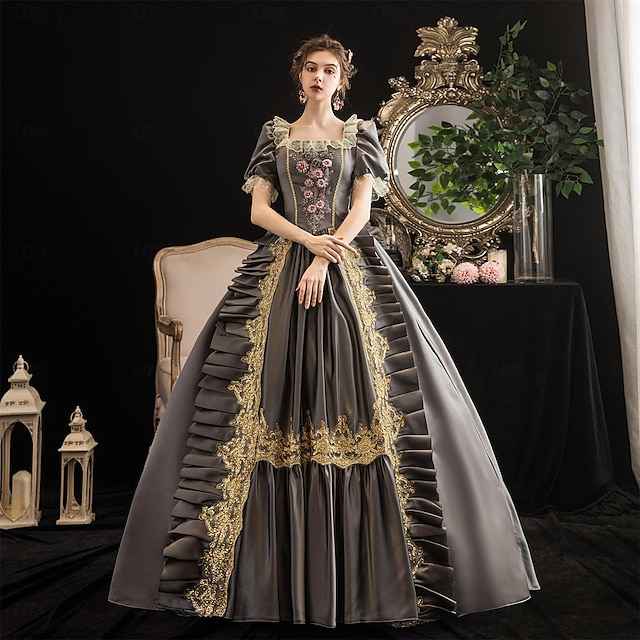  Gothic Viktorianisch Vintage inspiriert Mittelalterlich Kleid Partykostüm Ballkleid Prinzessin Shakespeare Damen Feste Farbe Ballkleid Halloween Party Abendgesellschaft Maskerade Kleid