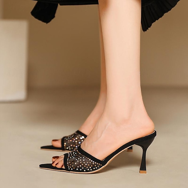  Pentru femei Tocuri Slip-On-uri Pantofi rochie Pantofi Spumante Nuntă Zilnic Tocuri de nunta Pantofi de mireasa Pantofi de domnișoară de onoare Paiete Toc Stilat Vârf ascuțit Modă Casual minimalism