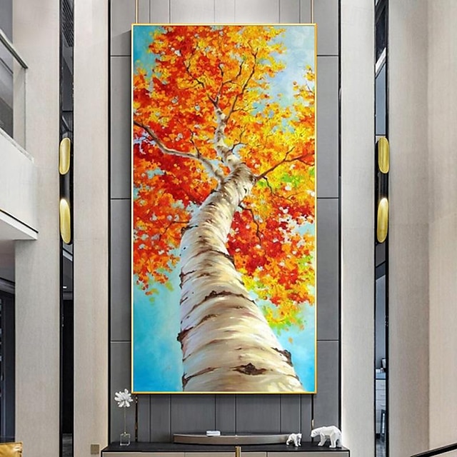  Árbol de coco pintura al óleo porche pintado a mano pintura al óleo vertical color pintura decorativa sala de estar paisaje de gran tamaño sin marco
