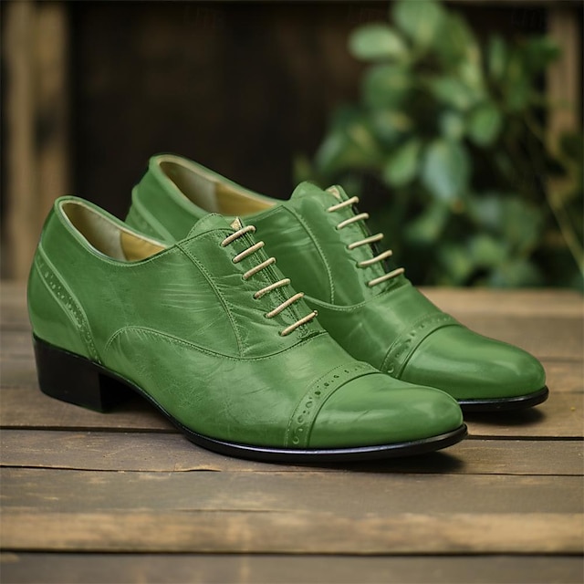  Pánské Oxfordské Retro Společenské boty Bullock Shoes Chůze Bristké Vánoce Párty a večer Den Sv. Patrika PU Prodyšné Pohodlné Noste odolnost Šněrování Černá Trávová zelená Podzim Zima