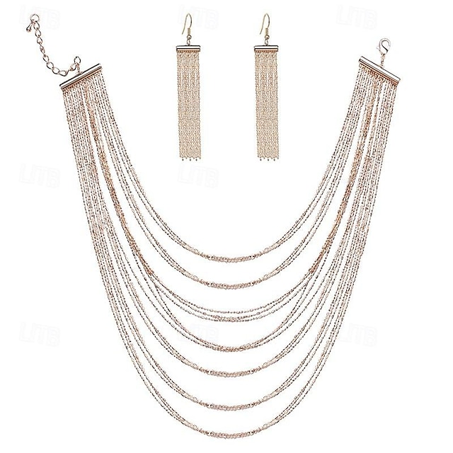  Set di gioielli 3 pezzi Rame Orecchini Collane Per donna Elegante Vintage Di tendenza geometrico Di forma geometrica Parure di gioielli Per Matrimonio Feste Da sera
