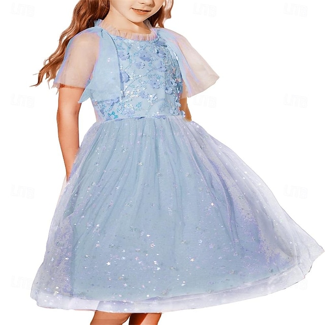  Dziewczęca cekinowa tiulowa sukienka z siatki wzburzyć impreza pielenie kwiatowa marszczona sukienka tutu 5-12
