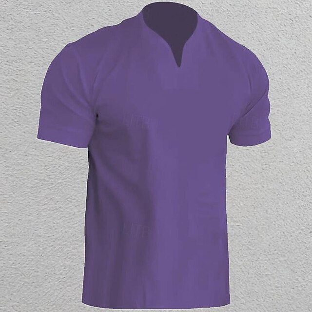 Men's T Shirt Tee Short Sleeve Shirt Tee Top Short Sleeve V Neck Spring & Fall Plain Fashion Designer Basic Vacation Street Going out Black White Light Grey Top Tee for Men 7