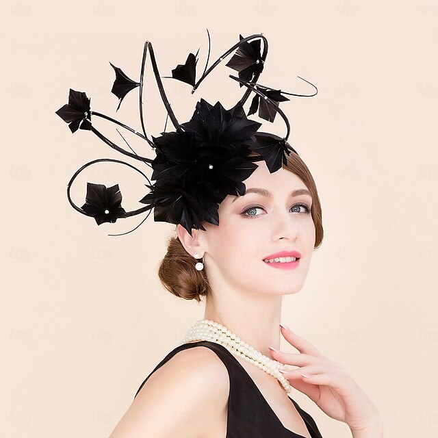  cappelli di piume sinamay cappello a cilindro da sposa tea party matrimonio elegante con copricapo di piume di strass