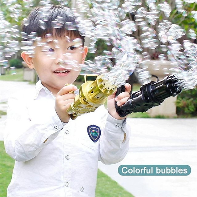  Máquina eléctrica de burbujas Gatling, soplador automático, fabricante de agua y jabón, pistola para niños, playa de verano, juguetes para niños al aire libre