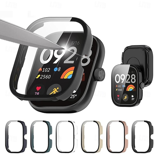  Watch Case Compatible with Xiaomi Redmi Watch 3 Active / Redmi Watch 4 / Poco Watch  Scratch Resistant Bumper Full Cover All Around Protective Tempered Glass / PC Watch Cover