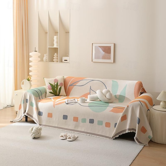  přikrývky na gauč a postel, měkký pohodlný potah na pohovku žinylková přikrývka se střapcem, ozdobné přikrývky a přehozy, přikrývka barvená květinovou přízí na ochranu nábytku