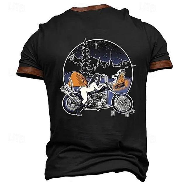  Γραφική Κινούμενα σχέδια Motocicletă Ρετρό / Βίντατζ Καθημερινό Υποκουλτούρα Ανδρικά 3D εκτύπωση Μπλουζάκι Πουκάμισο Henley Υπαίθρια Αθλήματα Αργίες Εξόδου Κοντομάνικη μπλούζα
