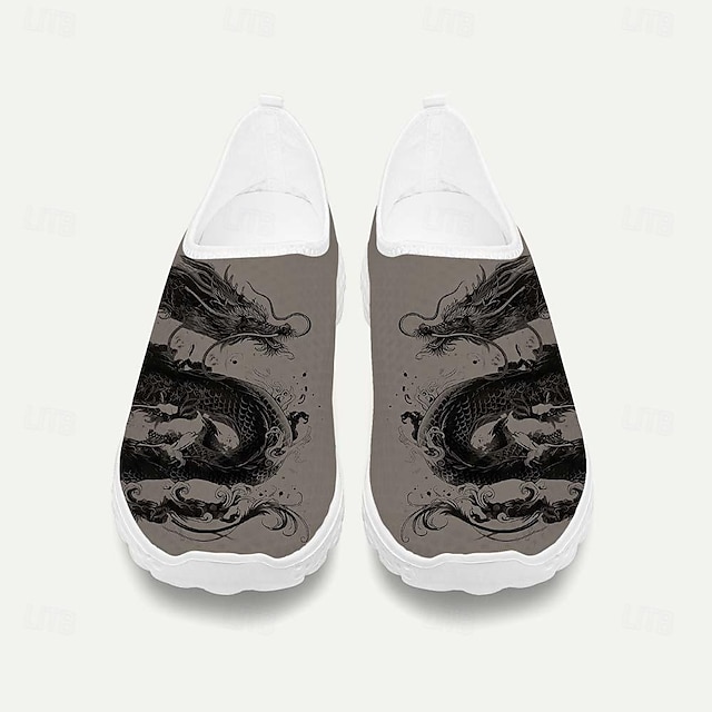  Homme Basket Mocassins et Slip On Imprimer des chaussures Semelles légères Chaussures Flyknit Marche Sportif Décontractées Extérieur du quotidien Vacances Maille Respirable Confortable Mocassins