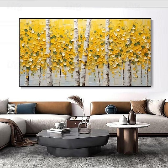  Handmade Oil Painting Canvas Wall Art Decoration 3D Palette Knife Maple Grove Abstract Landscape for Home Decor Rolled Frameless Unstretched Painting