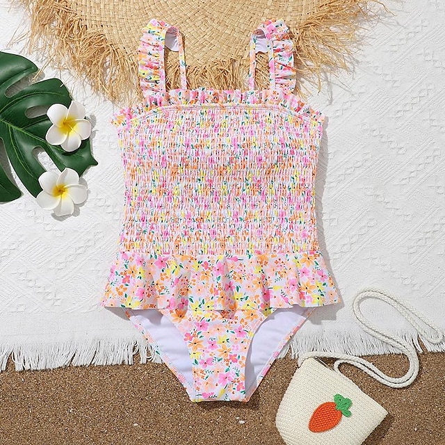  Kids Girls' Swimwear Outdoor Print Bathing Suits 2-12 Years Summer Pink