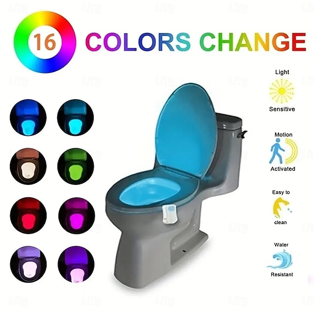  led menselijk lichaam detectie licht op in de nacht menselijk lichaam toilet hangende sfeer 8/16 kleuren toilet detectielicht toiletdeksel licht