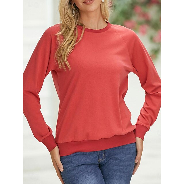  T Shirt Damen Rote Blau Solide / einfarbig Patchwork Strasse Täglich Täglich Klassisch Rundhalsausschnitt Regular Fit S