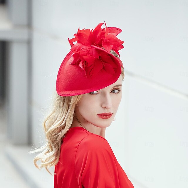 Headbands Fascinators Kentucky Derby Hat Fiber Saucer Hat Top Hat