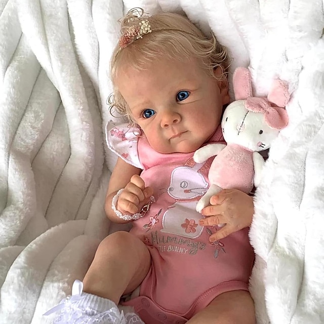  19 inch Reborn Doll Reborn Baby Doll lifelike Gift New Design Creative Lovely Cloth 3/4 Silicone Limbs and Cotton Filled Body with Clothes and Accessories for Girls' Birthday and Festival Gifts
