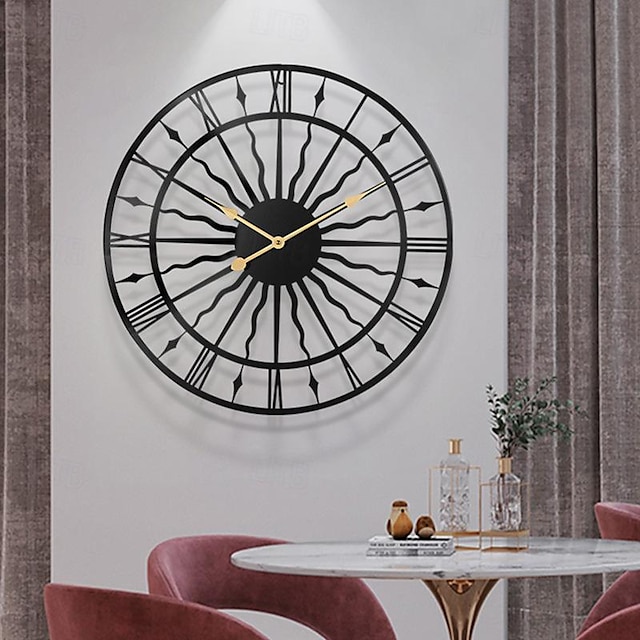  horloge murale creuse ronde horloges murales créatives silencieuses sans tic-tac horloge décorative en métal à piles pour salon chambre cuisine bureau 60 cm