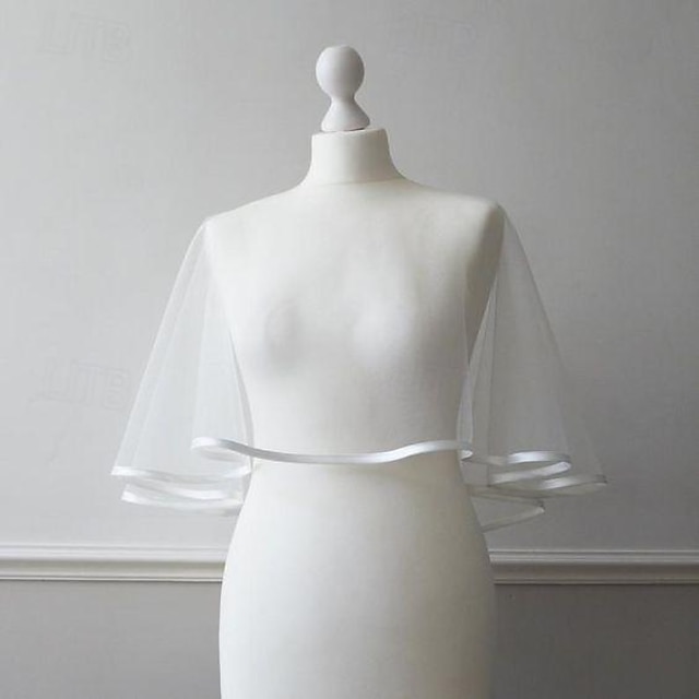  Șaluri Șal de Damă Simplu Elegant Protecție Solară Manșon Lung Tulle Bolerouri de Nuntă Cu Culoare Pură Pentru Petrecere Primavara vara