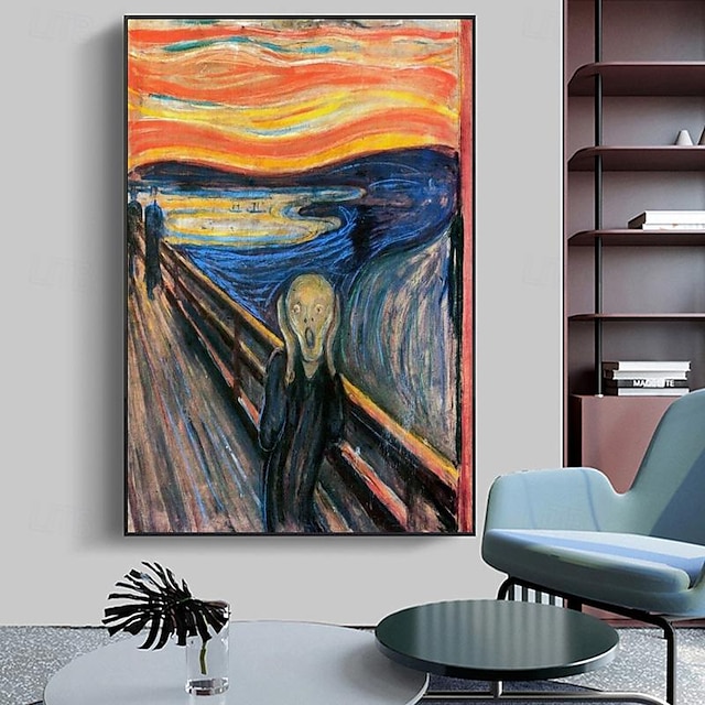  Hand Painted Copy Famous Paintings Edvard Munch The Scream Remastered Canvas Wall Art Home Decor Gift Frameless