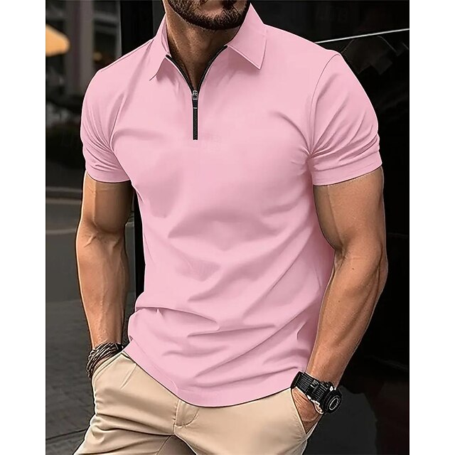 Men's Polo Shirt Golf Shirt Casual Daily Turndown Quarter Zip Short Sleeve main image 0
