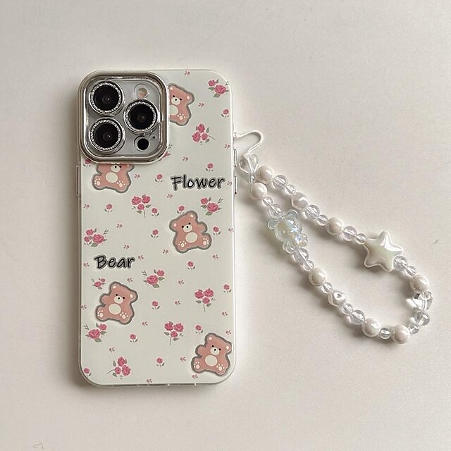  Phone Case For iPhone 15 Pro Max Plus iPhone 14 13 12 Pro Max Mini Back Cover with Wrist Strap Ultra Thin Non-Yellowing Bear TPU PC