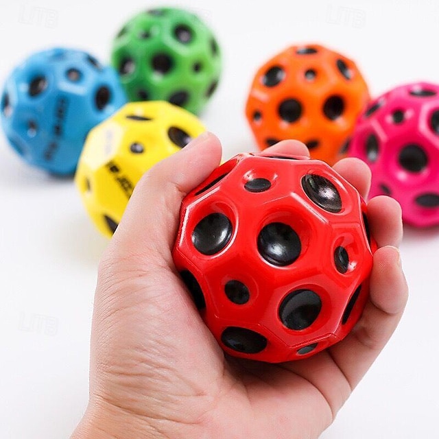  maanoppervlak hoge elastische bal stuiterende ballen, hoge elastische drukballen knijpen grappig speelgoed, ontspannend speelgoed voor vriendenfeest buitenspel, meerdere kleuren