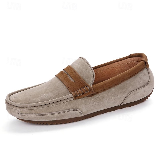  Men's Loafers & Slip-Ons Suede Shoes Penny Loafers Driving Loafers Comfort Shoes Casual Outdoor Daily Suede Loafer Black Light Grey Khaki Summer Spring
