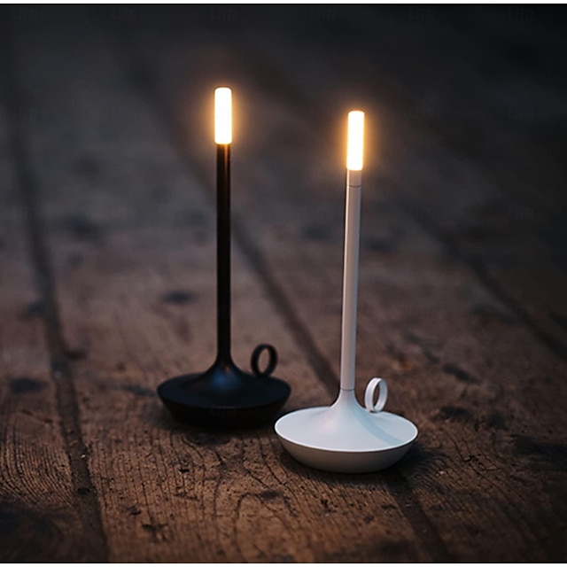  Алюминиевая беспроводная настольная лампа в форме сенсорной свечи с сенсорным затемнением, перезаряжаемая настольная лампа типа C, украшение для спальни, гостиной