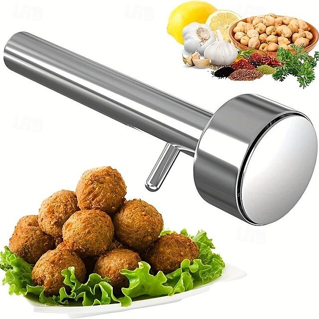  Professional Stainless Steel Falafel Scoop - Non-Stick, Easy-Clean, Perfect Round Balls for Home Chefs & Kitchen Pros