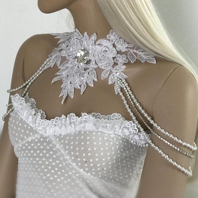  Bruids Wraps Elegant Mouwloos Polyester Bruiloftsomslagen Met Imitatieparel Voor Bruiloft Zomer