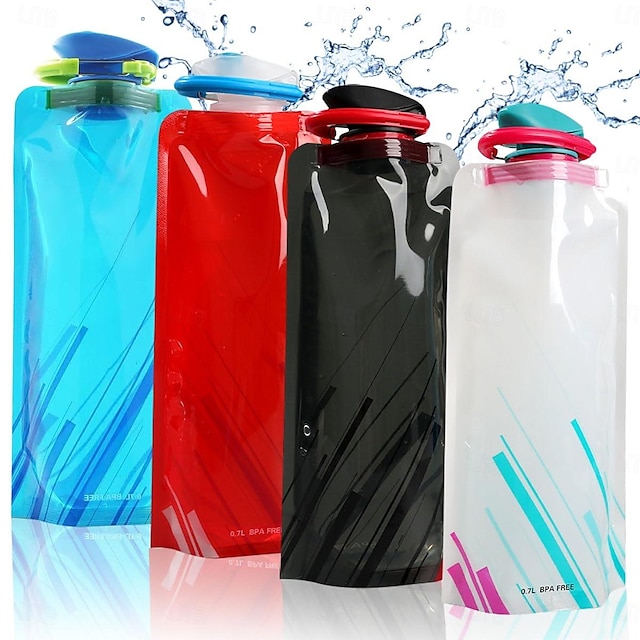  Bouteilles d'eau pliables, bouteille d'eau flexible pliable de 700 ml avec bouchon à vis, réutilisable, sans BPA, pour la randonnée, l'aventure, les voyages