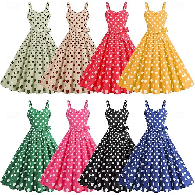  retro vintage 1950-tal rockabilly klänning svängklänning kvinnors karneval dagliga slitage klänning