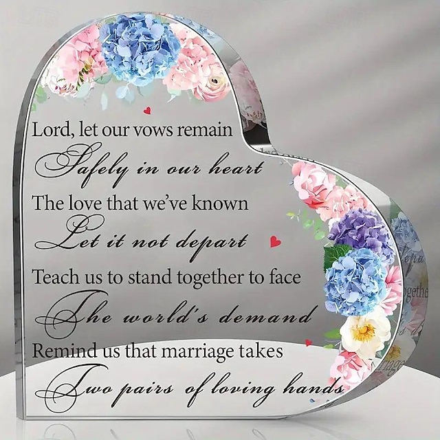  akryl plakette hjerteformet valentinsgave jubilæumsgave til par forlovelsesgaver valentinsdag gave til par religiøs gave kristen gave til kvinde bibel v