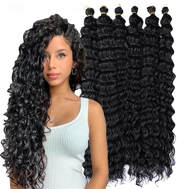  latinamerikanskt virkat hår 14 tum 18 tum 22 tum 6st/förpackning hawaii curl deep wave virkat hår ocean wave syntetisk hårfläta virkat hårförlängningar