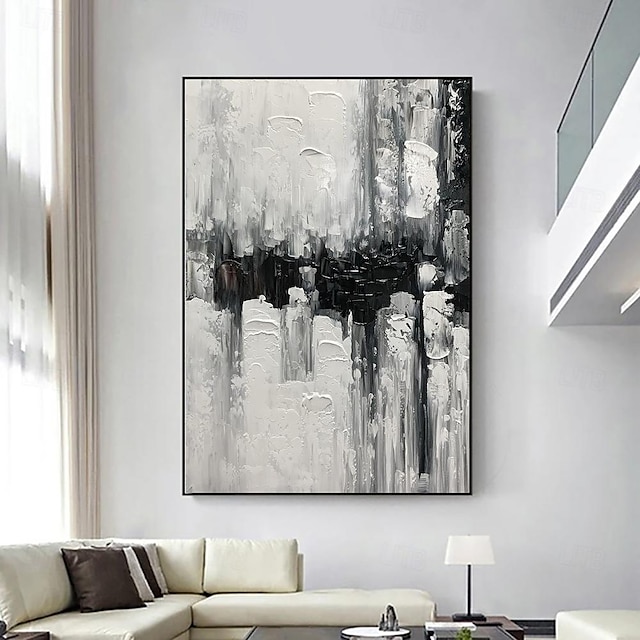  käsintehty öljymaalaus kankaalle seinä taidekoriste mustavalkoinen tyyli moderni abstrakti olohuoneen sisustukseen rullattu kehyksetön venyttämätön maalaus