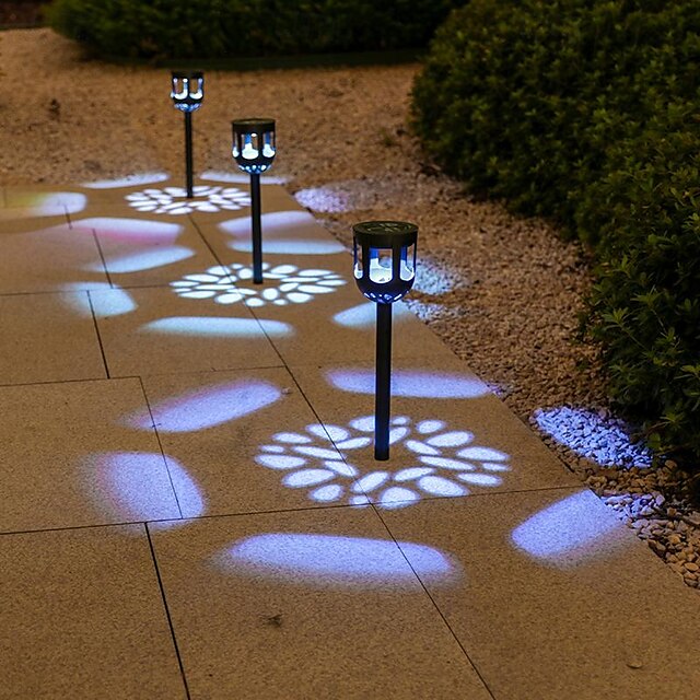  2pcs Solar Lawn Light Outdoor Waterproof Garden Projector Light Yard Park Walkway Lawn Patio Atmosphere Light