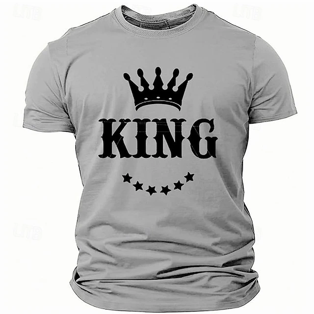 Men's Crown King T Shirt Tee Top Cotton Short Sleeve Graphic Shirt Heather Gray Black Red Comfortable Tee Vacation Street Fashion Designer Clothing 11