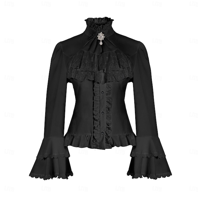  Retro Vintage Barock Mittelalterlich Renaissance Bluse / Hemd Prinzessin Vampir ca. 1,50 m breites Doppelbett Damen Einfarbig Maskerade Casual Blusen