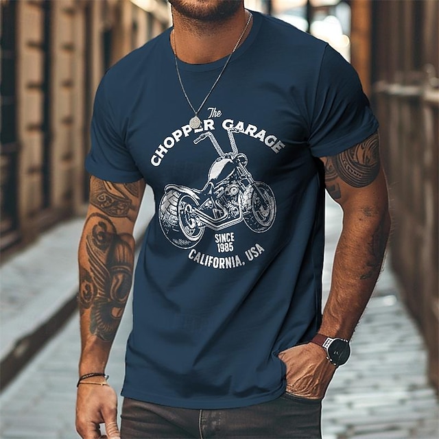  Graphic Motorcycle Designer Retro Vintage Street Style Men's 3D Print T shirt Tee Sports Outdoor Holiday Going out T shirt Black Navy Blue Green Short Sleeve Crew Neck Shirt Spring & Summer Clothing