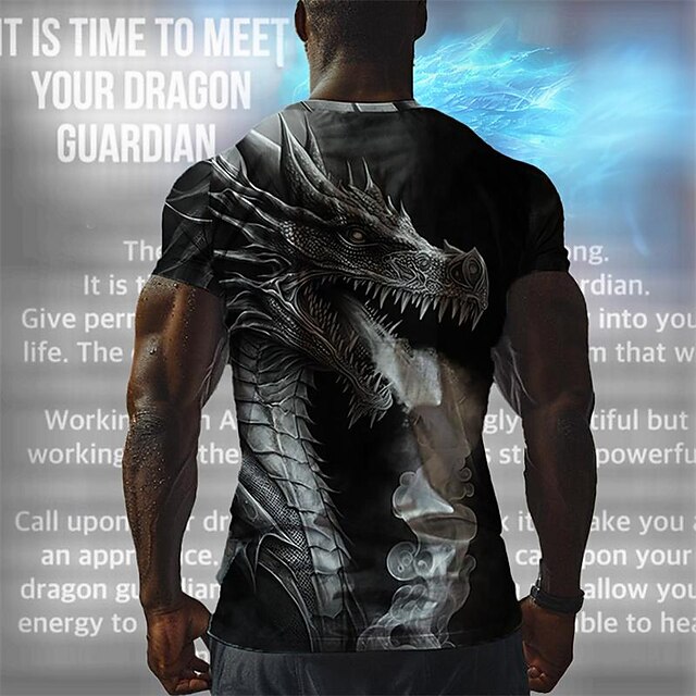 Men's Graphic Dragon T Shirt Short Sleeve T shirt 3D Print Crew Neck Shirt Designer Retro Vintage Casual Sports Outdoor Holiday Going out Green Gray Spring & Summer Clothing Apparel S M L XL 2XL 3XL4