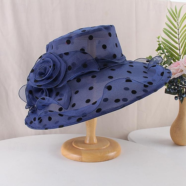  Fascinatoren Hüte Kopfbedeckungen Organza Fischerhut Schlapphut Sonnenhut Casual Festtage Elegant Vintage Mit Blume Tupfen Kopfschmuck Kopfbedeckung