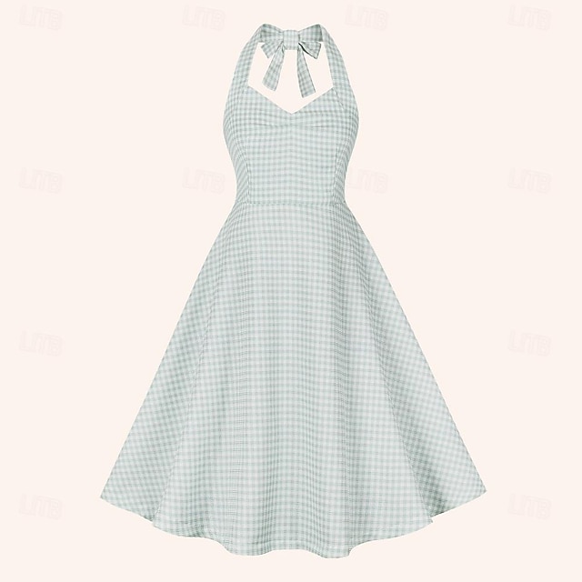  sukienka w stylu retro z lat 50. sukienka o linii A sukienka typu swing sukienka midi damska sukienka wiązana na randce