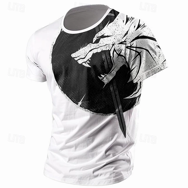 Men's Graphic Wolf T Shirt Short Sleeve T shirt 3D Print Crew Neck Shirt Retro Vintage Casual Street Style Sports Outdoor Holiday Going out Black White Blue Spring & Summer Clothing Apparel S M L XL 6