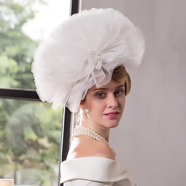  pannebånd hatter hodeplagg sinamay topp lue slør lue bryllup teselskap elegant retro med skjøting tyll hodeplagg hodeplagg