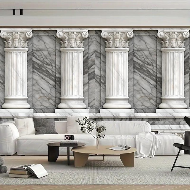  Cool Wallpapers Marble Stone Pillar 3D Wallpaper Wall Mural Roll Sticker Peel and Stick Removable PVC/Vinyl Material Self Adhesive/Adhesive Required Wall Decor for Living Room Kitchen Bathroom